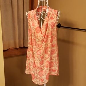 Pink Floral Sheer Vita Cutout Back Sleeveless Top